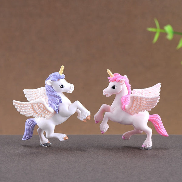 2pcs/set Cute Pegasus Unicorn Miniatures Figurines