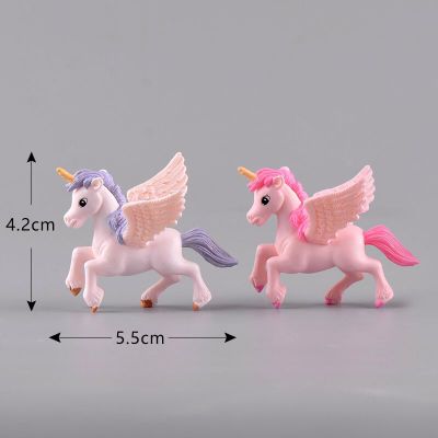 2pcs/set Cute Pegasus Unicorn Miniatures Figurines