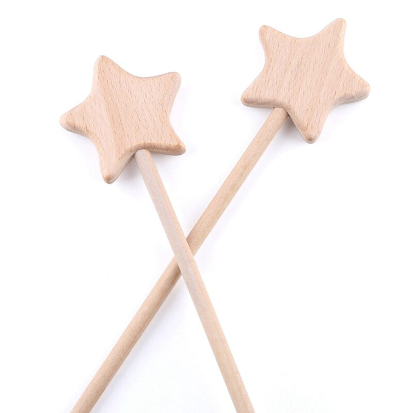 2PC Beech Wooden Star Toy