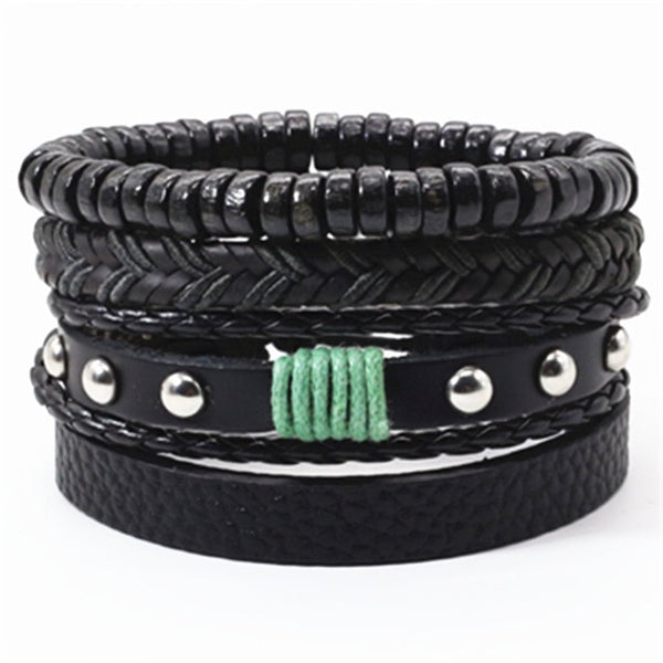 Khaki Black Beads Wristband