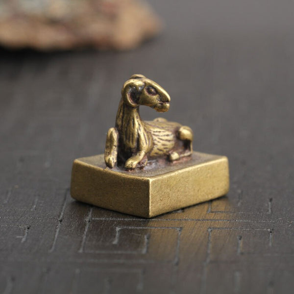 Solid Pure Brass Small Turtle Seal Statue