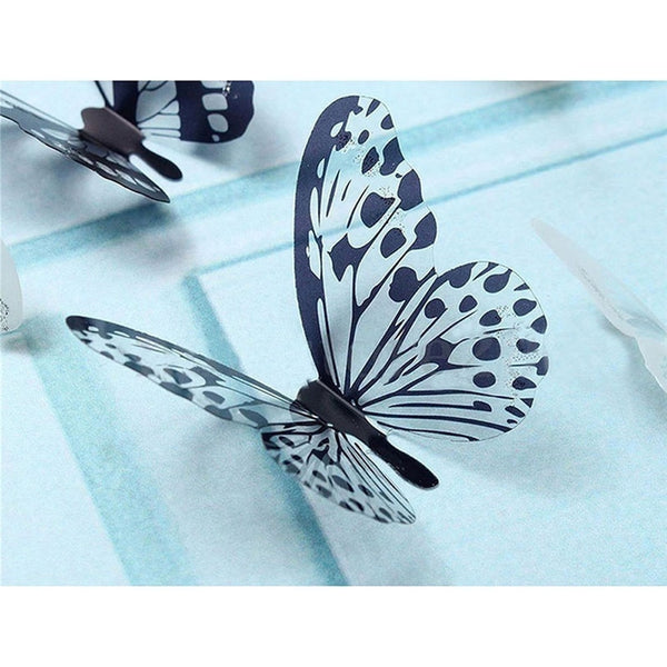 36 Pcs 3D Black White Butterfly Sticker Art Wall Decal