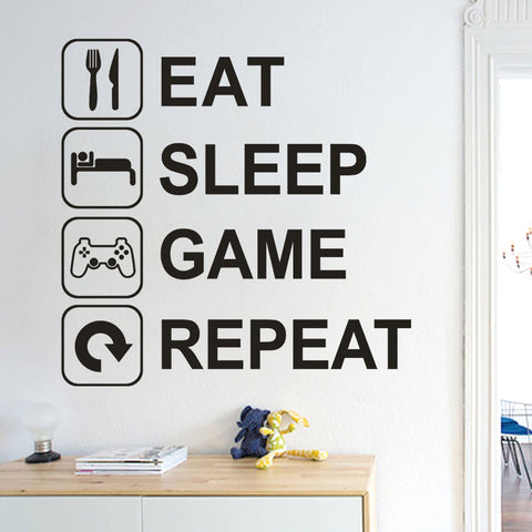 Eat Sleep Game Repeat Removable Art Vinyl Mural