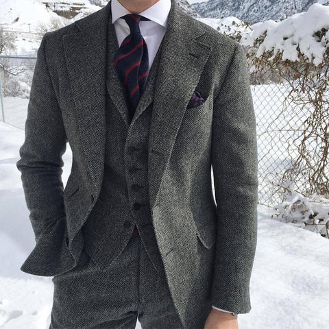 Gray Wool Men Suit