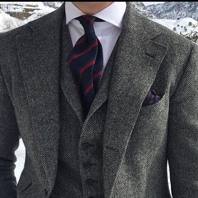 Gray Wool Men Suit